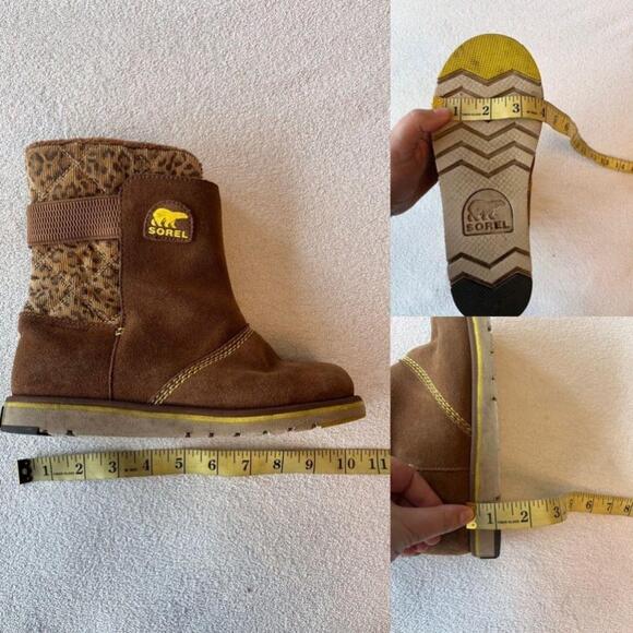 Sorel Suede Leopard Print Nutmeg Rylee Waterproof Boots Women 6 / Youth 4 - Picture 13 of 15